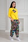 Пижама (джемпер и брюки) из кулирки Жасмин / Цветы на черном макс