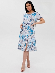 Женское платье Пл-108(К) / Голубой (цветы)