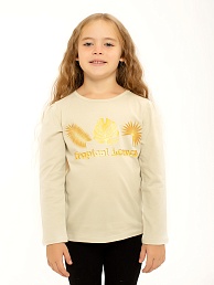 Детская футболка с длинным рукавом "Девчуля" арт. дк221тб / Темно-бежевый